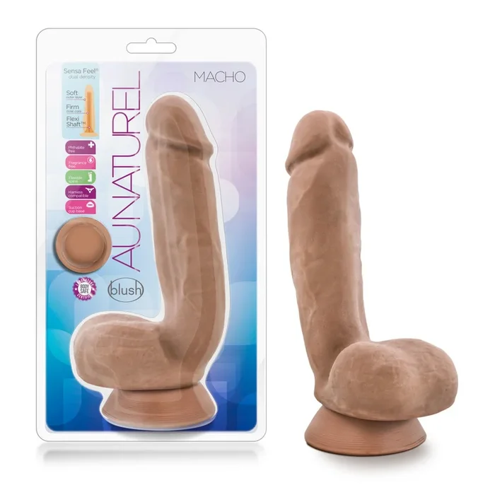 Au Naturel By Blush® | Macho Realistic Latin 8.5-Inch Long Dildo With Balls & Suction Cup Base