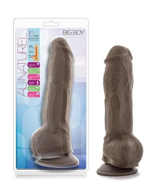 Blush Au Naturel 10″ Big Boy Dildo with Balls Brown