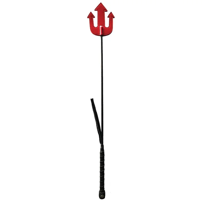 Leather Devil Riding Crop-Red